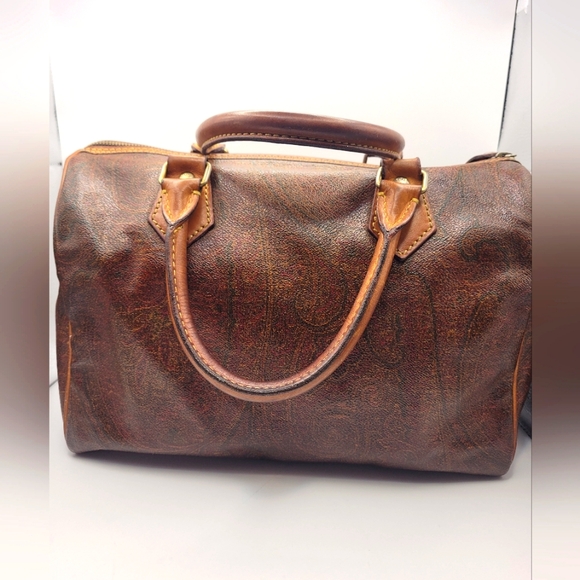 Etro Handbags - ETRO Milano Paisley Boston PVC Leather Satchel Handbag